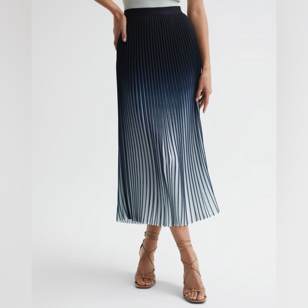 Maje Jonael Ombré Contrast Waist Pleated Skirt, Size 3 - Size 3 is a M/L